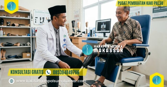 Konsultasi pembuatan kaki palsu pergelangan kaki tipe Syme oleh ahli prostetik di Makassar Konsultasi pembuatan kaki palsu pergelangan kaki tipe Syme oleh ahli prostetik di Makassar.