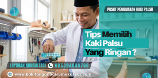 7 Tips Memilih Kaki Palsu Ringan dan Nyaman untuk Mobilitas Teknisi kaki palsu Harapan Medika Makassar sedang merakit kaki palsu ringan berbahan polipropilen