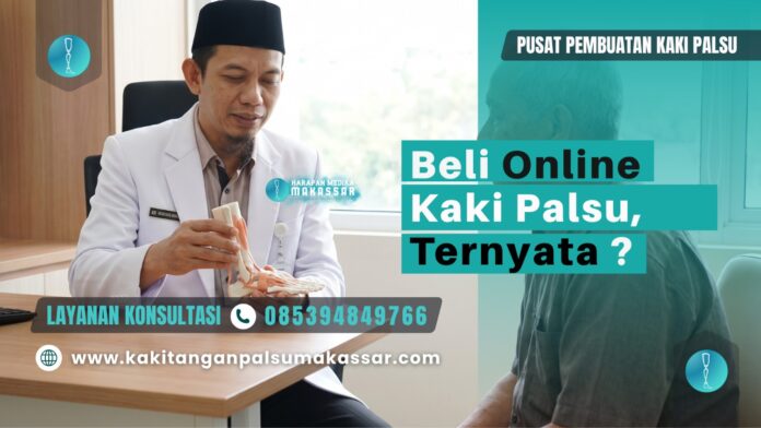 Sesi konsultasi tatap muka antara teknisi prostetik dan pasien amputasi sebelum proses pembuatan kaki palsu